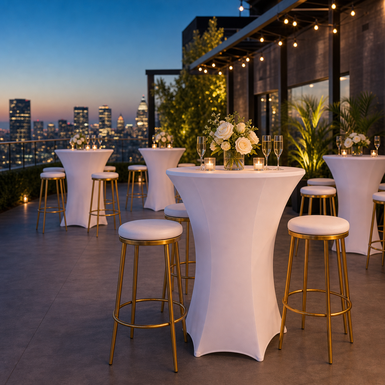 Cocktail Table Gold Stools