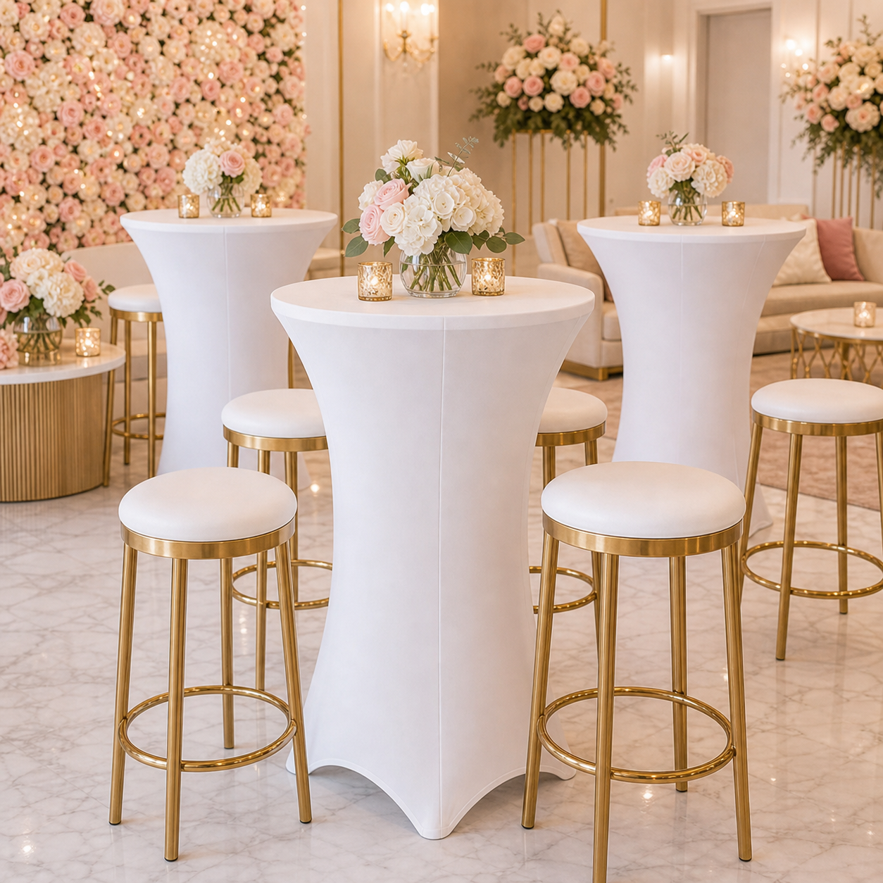 Cocktail Table Gold Stools