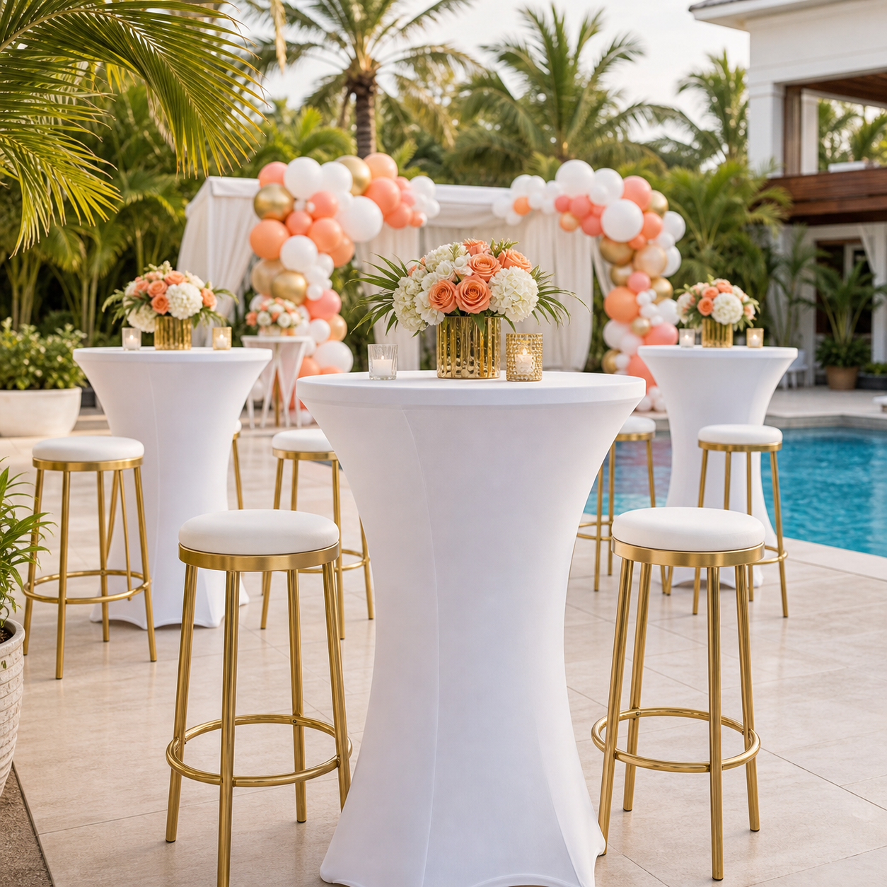Cocktail Table Gold Stools