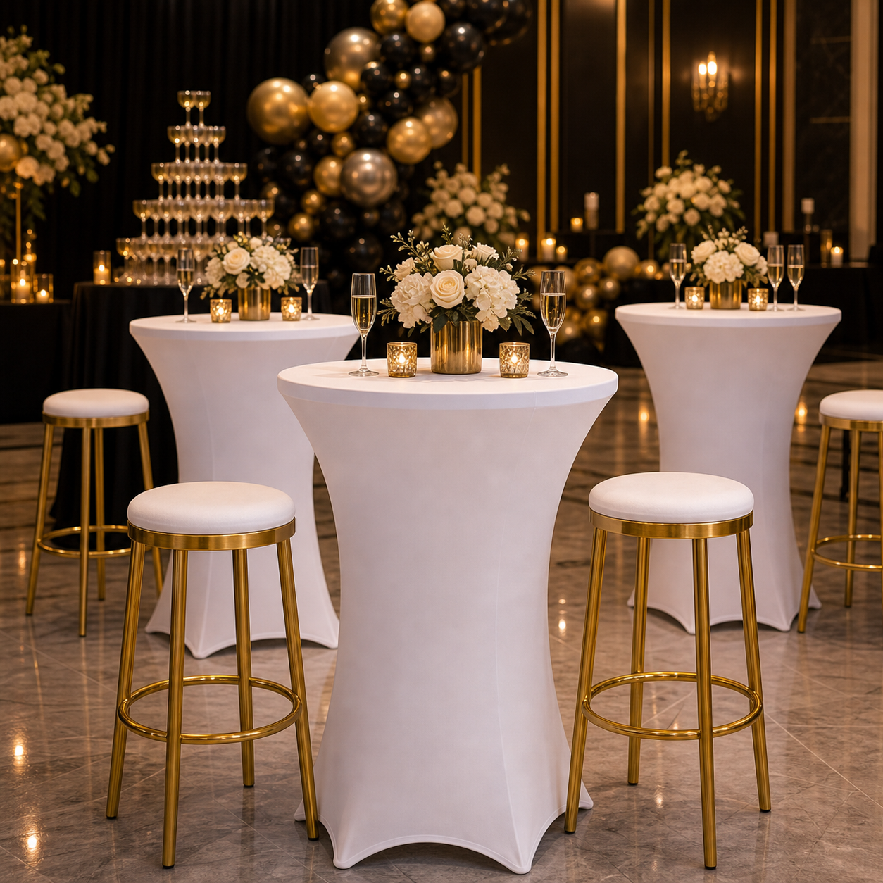 Cocktail Table Gold Stools