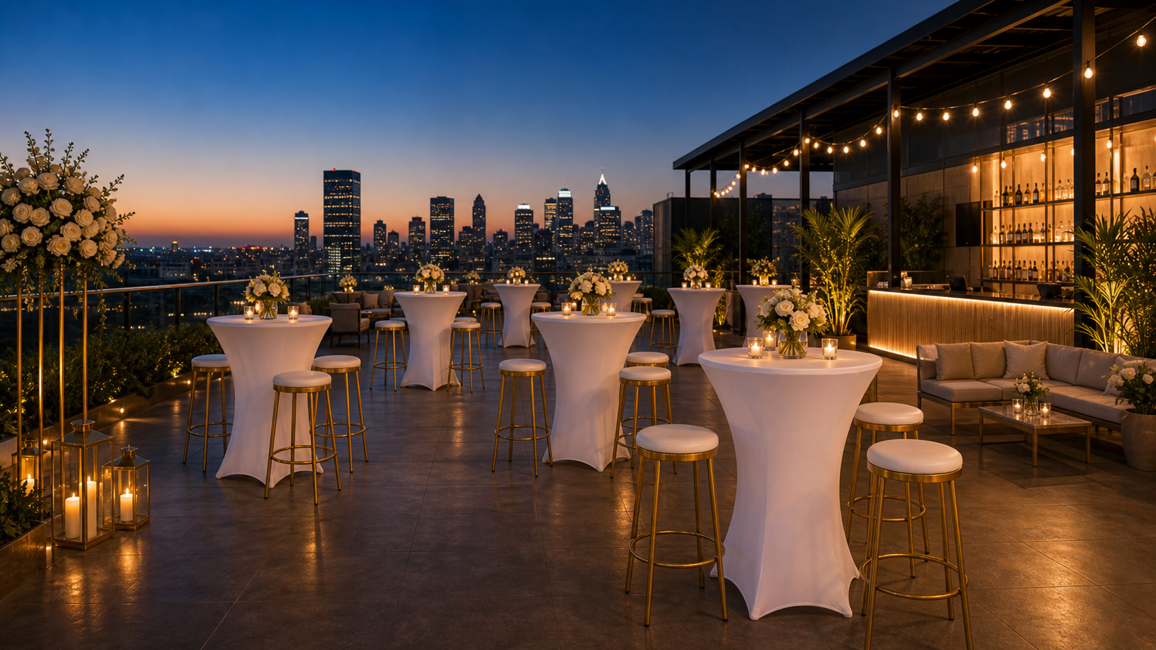 Cocktail Table Gold Stools